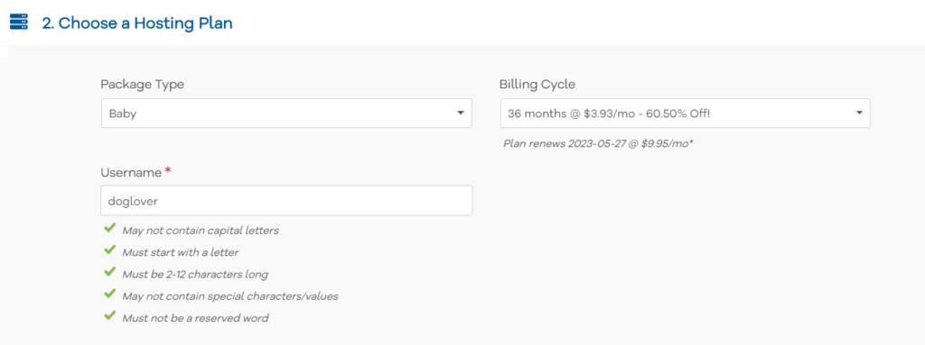Välj webbhotellspaket